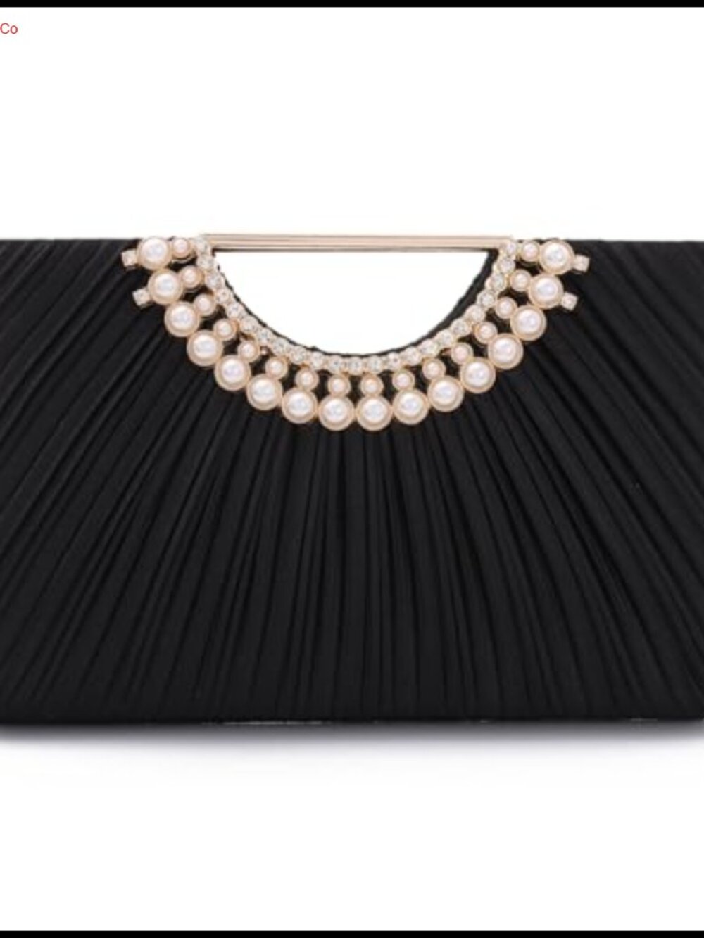 Pleated Satin Clutch Evening Bag with Chain Detachable Strap